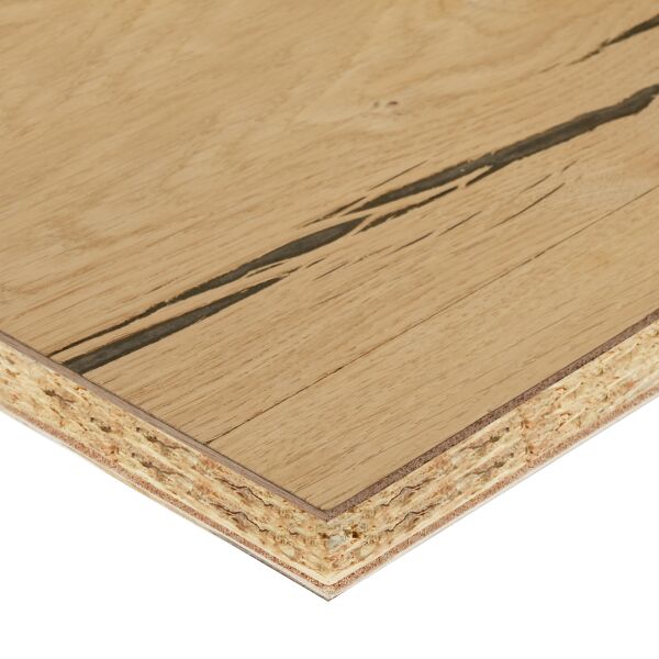 Saunaboard Echtholzfurnier | Glatt | Eiche rissig | auf OSB Platte | 2480 mm x 1220 mm x 16 mm