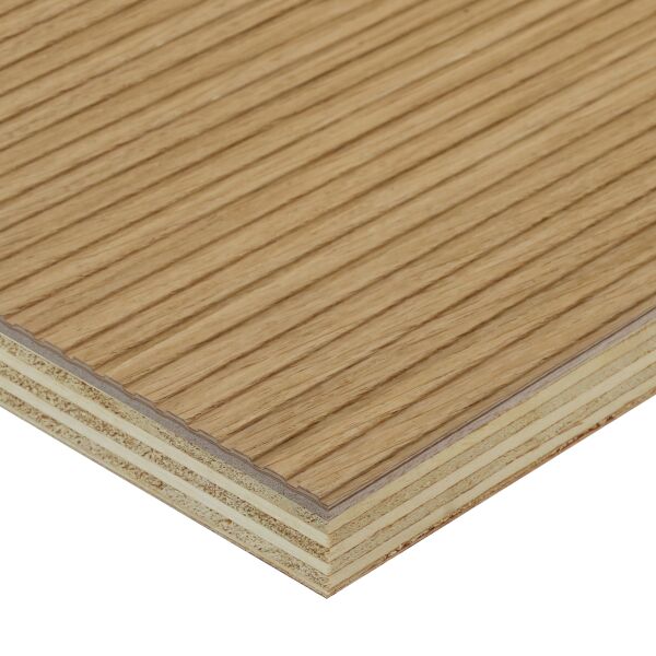 Saunaboard Echtholzfurnier | Linien fein | Fine Eiche europäisch | auf Multiplex Platte | 2800 mm x 1250 mm x 16 mm