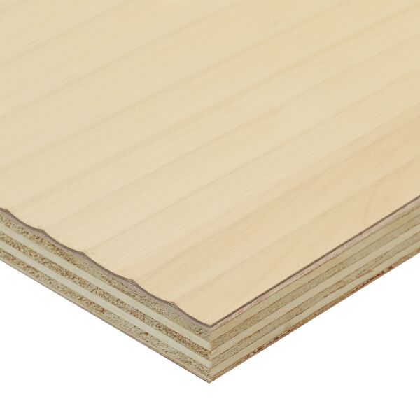 Saunaboard Echtholzfurnier | Wellig schmal | Flow 2.0 Birke | auf Multiplex Platte | 2800 mm x 1250 mm x 16 mm