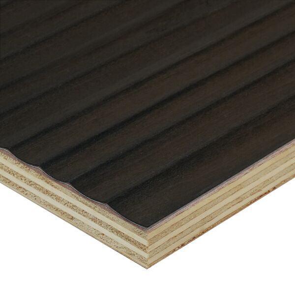 Saunaboard Echtholzfurnier | Wellig schmal | Flow 2.0 Black | auf Multiplex Platte | 2800 mm x 1250 mm x 16 mm