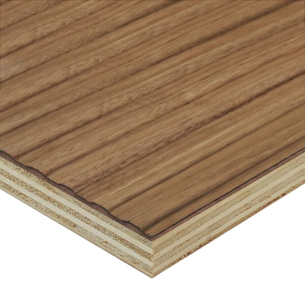 Saunaboard Echtholzfurnier | Linien breit | Straight Nuss amerikanisch | auf Multiplex Platte | 2800 mm x 1250 mm x 16 mm