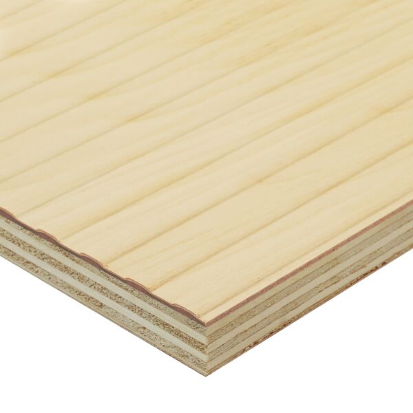 Saunaboard Echtholzfurnier | Linien breit | Straight Birke | auf Multiplex Platte | 2800 mm x 1250 mm x 16 mm